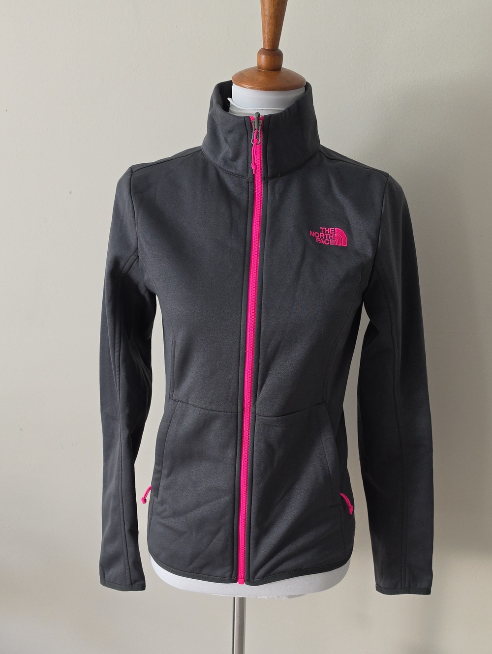The North Face Women's Charcoal Sweatshirt  Jacket with Pink Trim